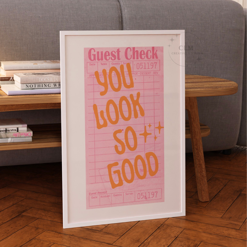 You Look So Good Preppy Pink & Orange Guest Wall Art Prints