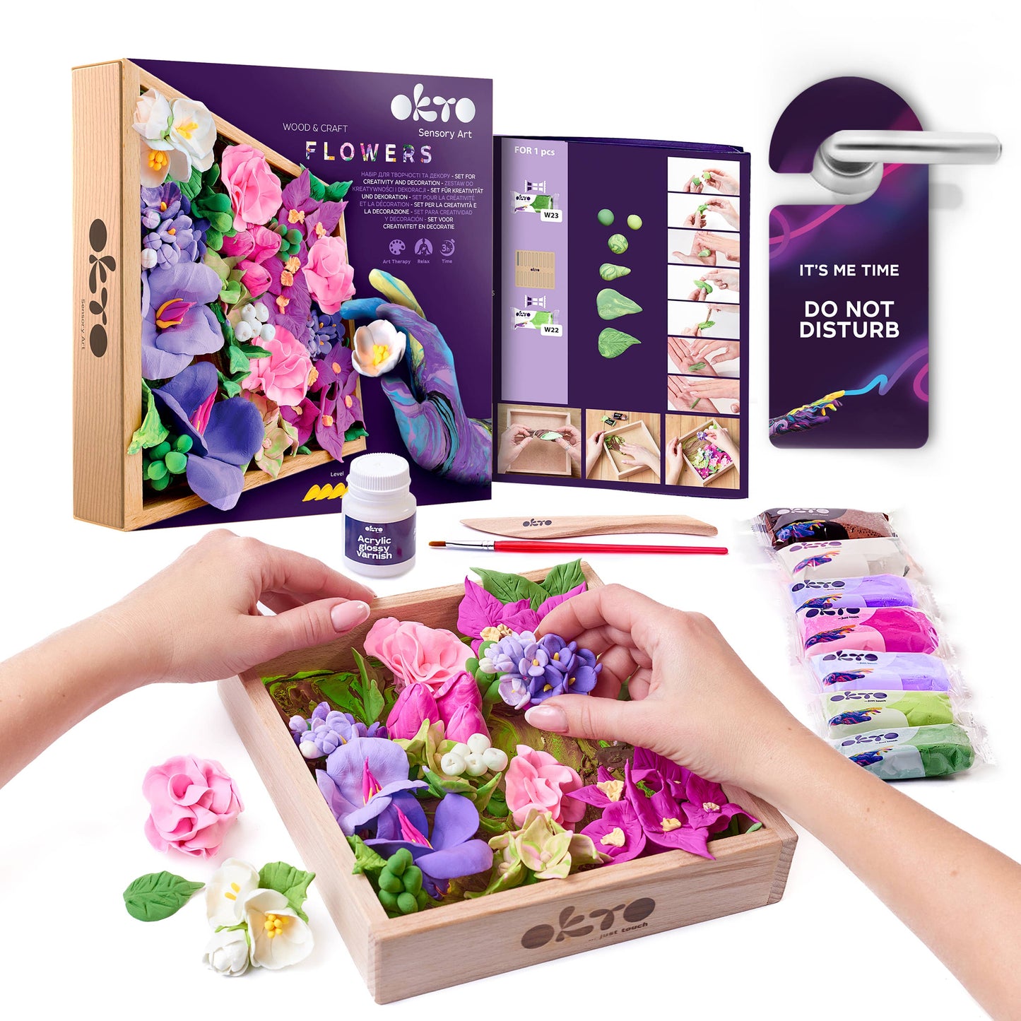 OKTO DIY Wood & Craft Flower Clay Kits