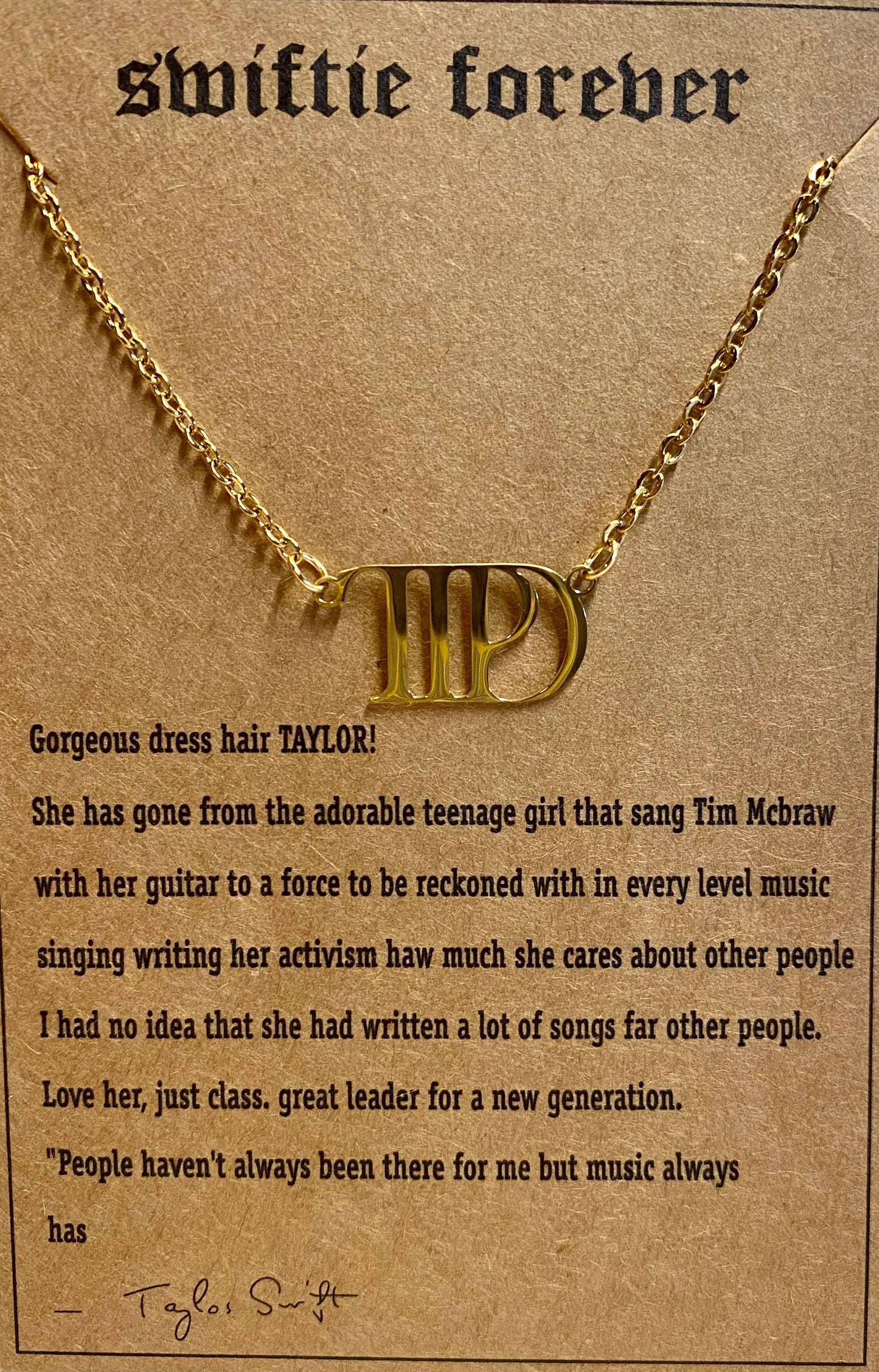 Taylor Swift Swiftie Pendant Necklace by Eras Necklace