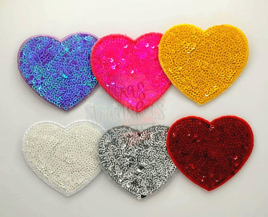 2.5" Sequin Hearts  Iron On Patches