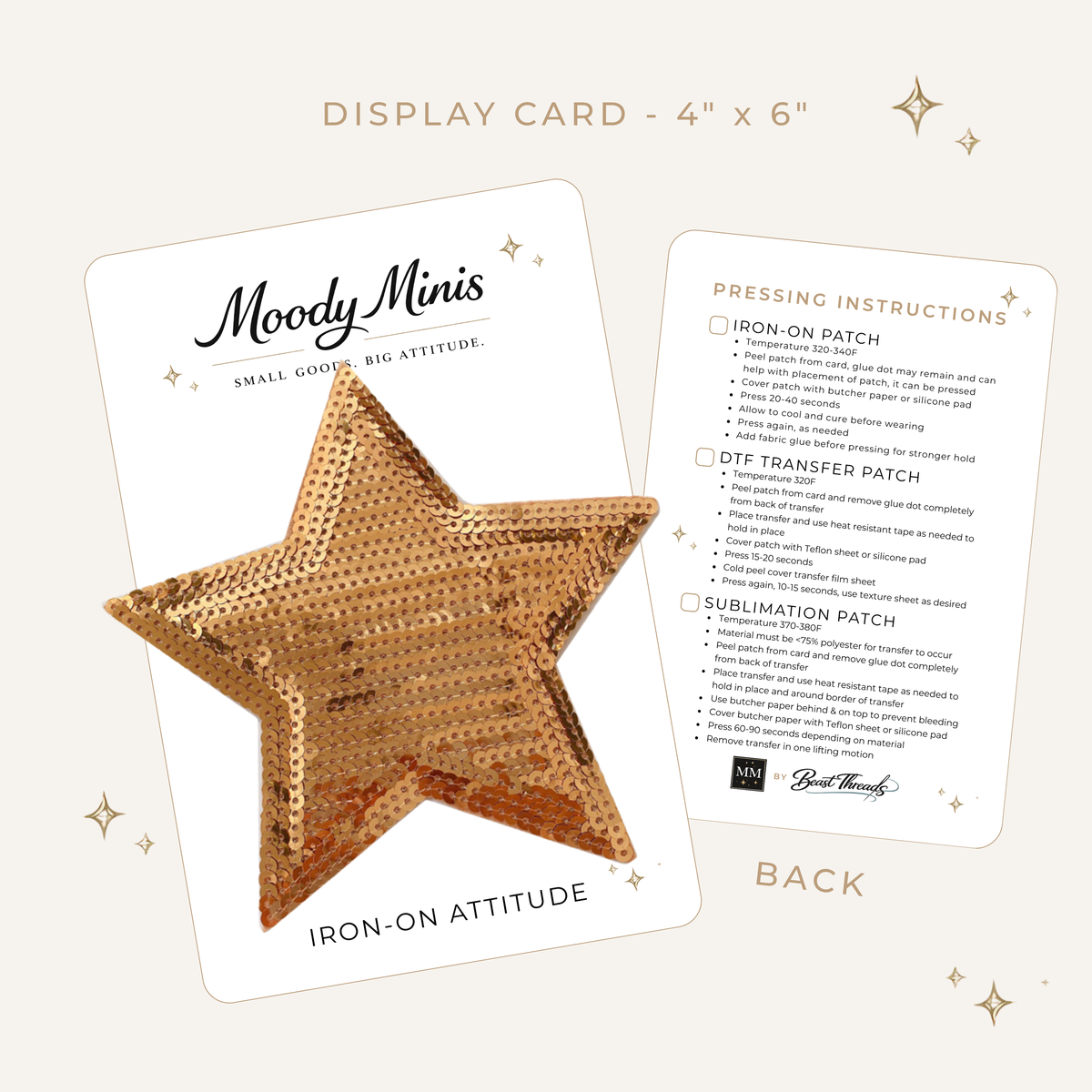 Gold Sequin Star Embroidered Patch