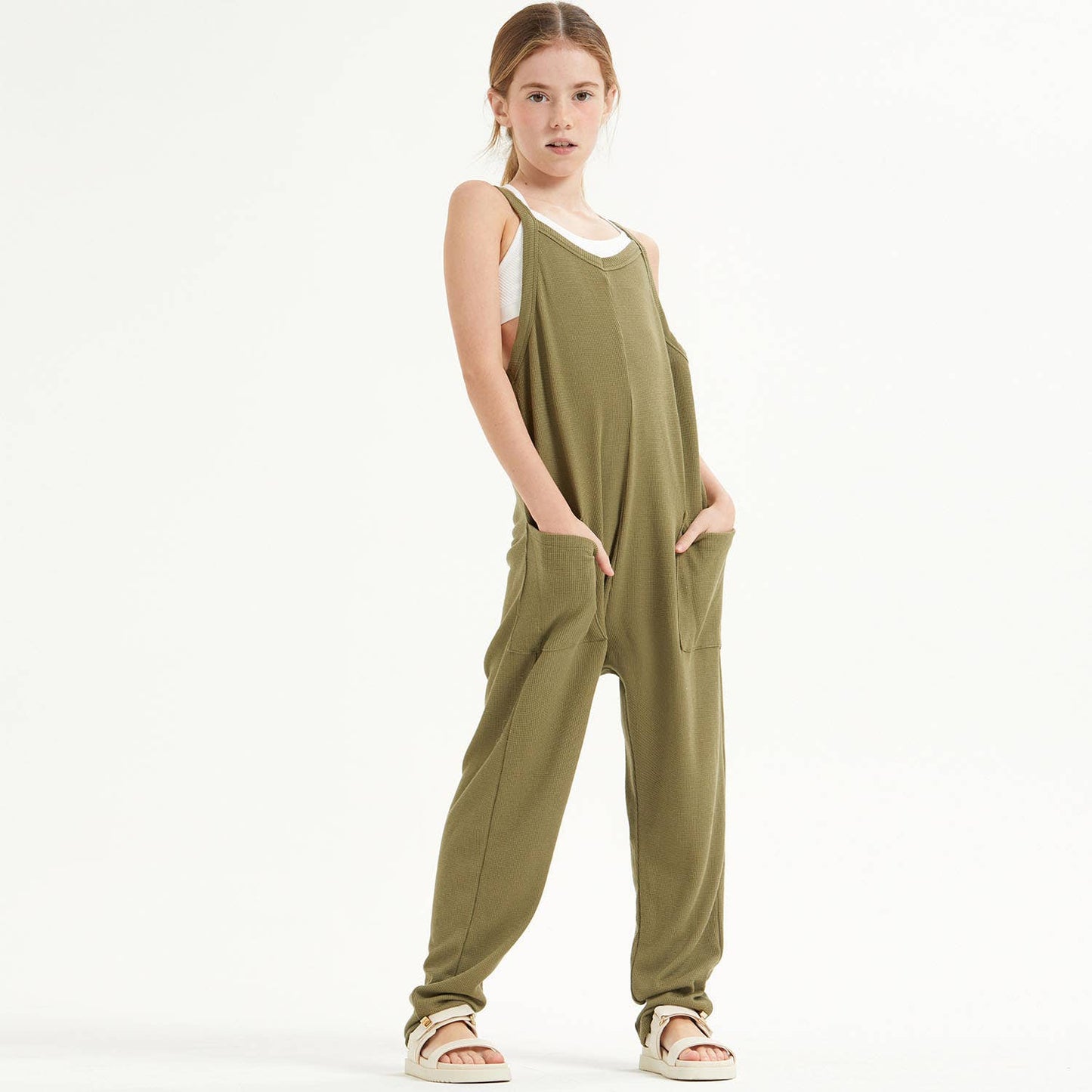 Drop Crotch Sleeveless Jumpsuit /Overall /Onesie