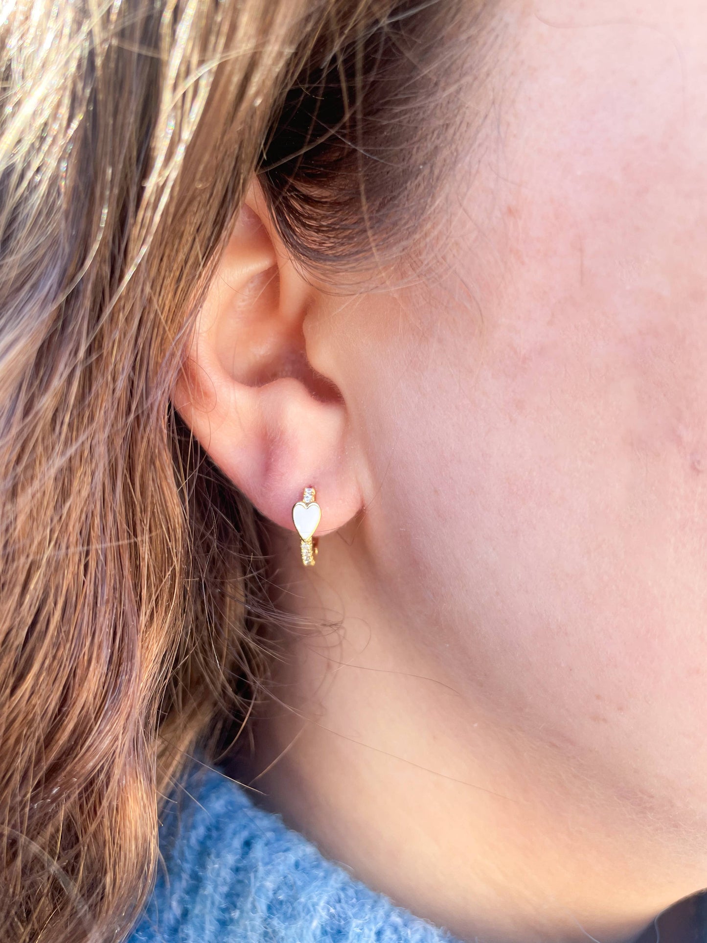 Pave Heart Huggie Earrings