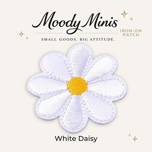 White Daisy Embroidered Patch