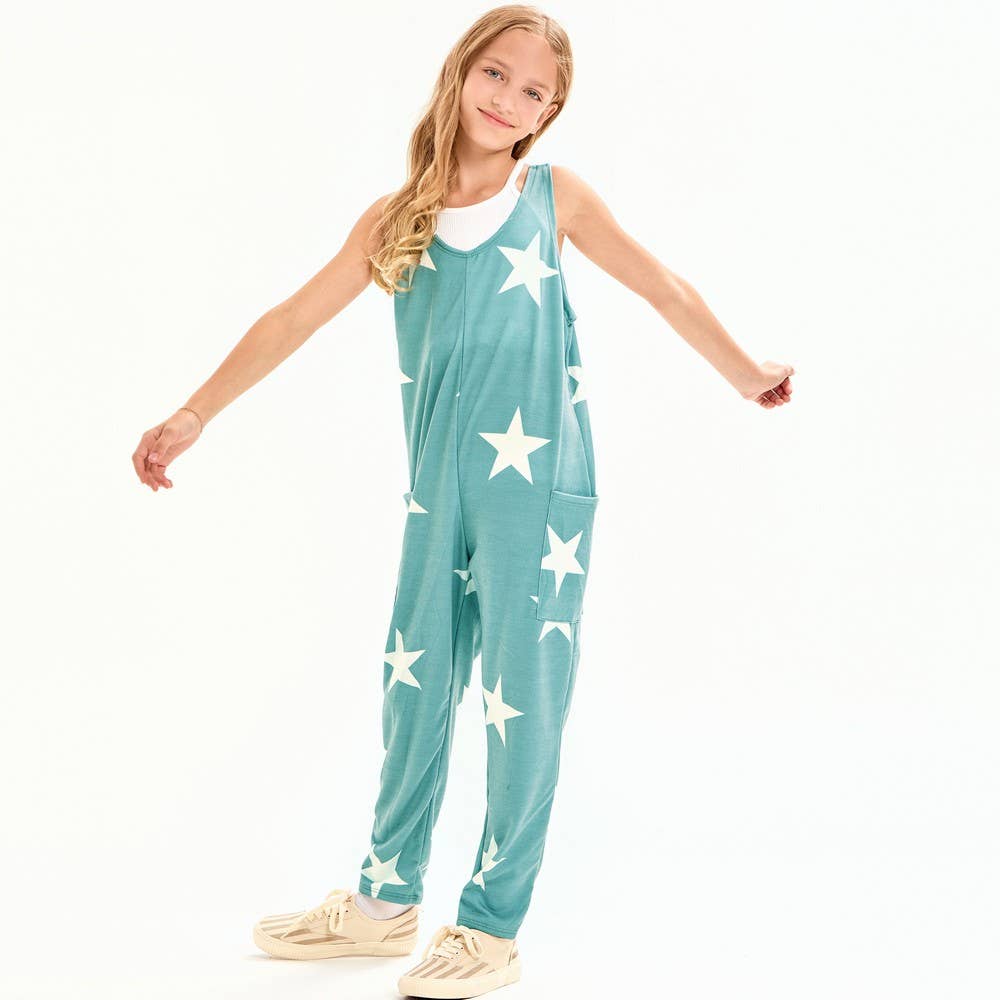 Star Print Sleeveless Jumpsuit / Onesie