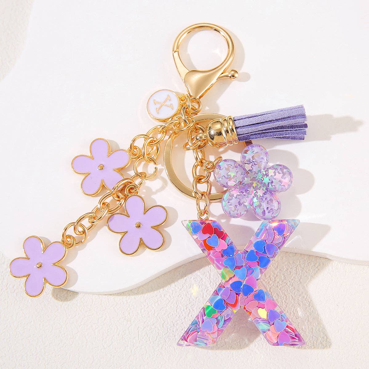 Purple Initial Keychain