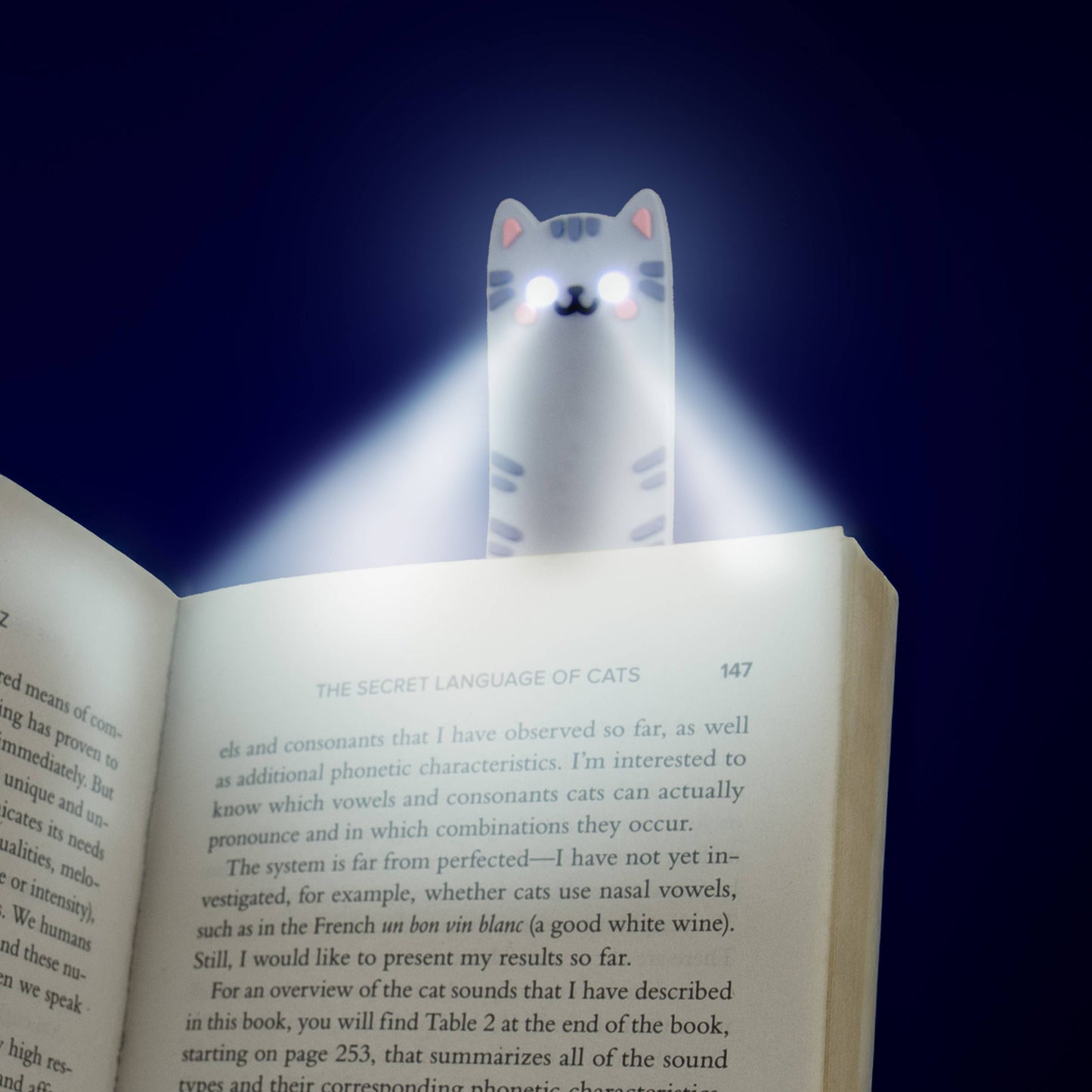 CAT READING LIGHT AND BOOKMARK