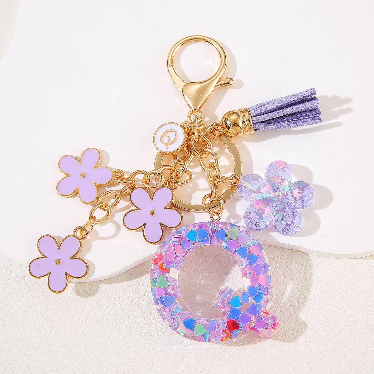 Purple Initial Keychain