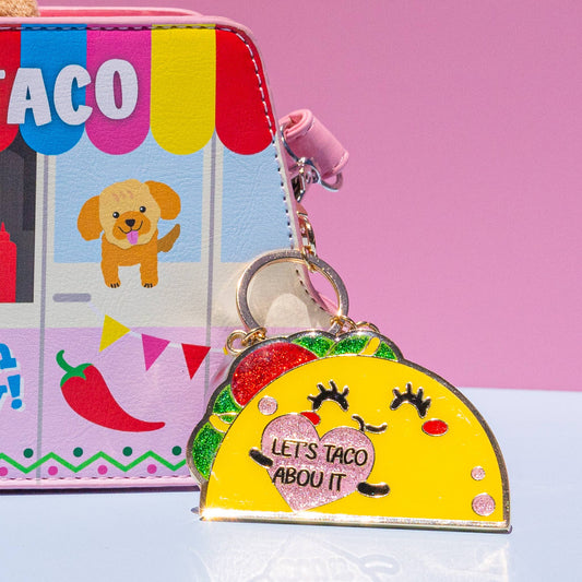 Glitter Metal Keychain - Taco
