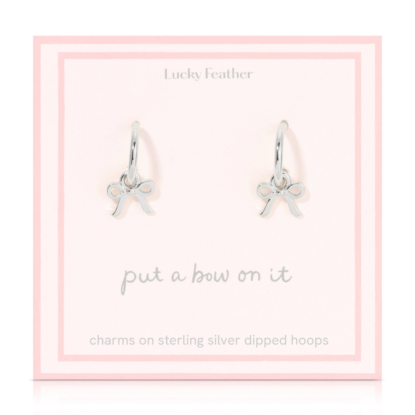 Bow Charm Hoops - Silver