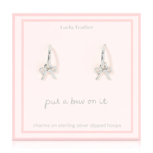 Bow Charm Hoops - Silver