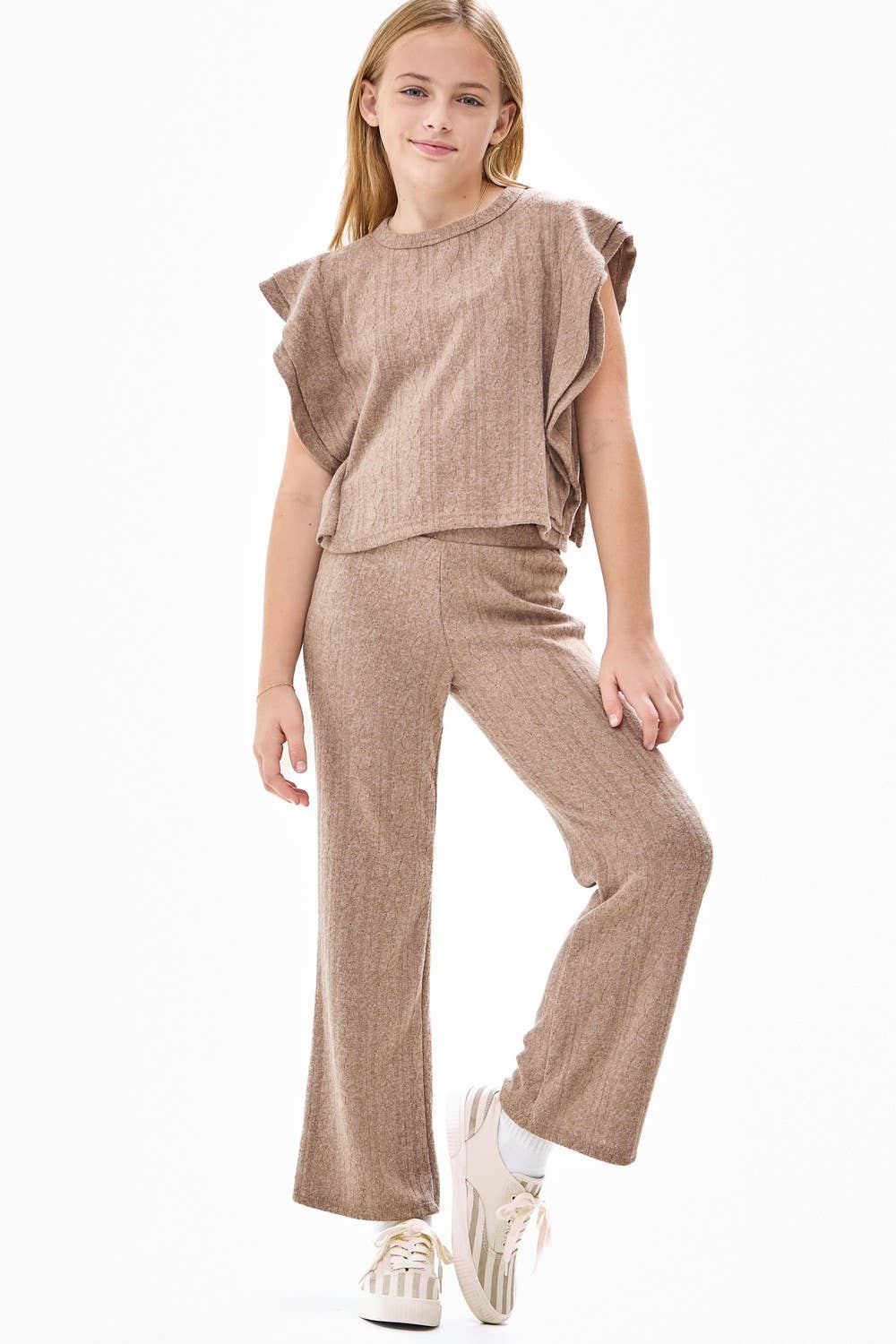 Wide Legs Cable Knit Pants