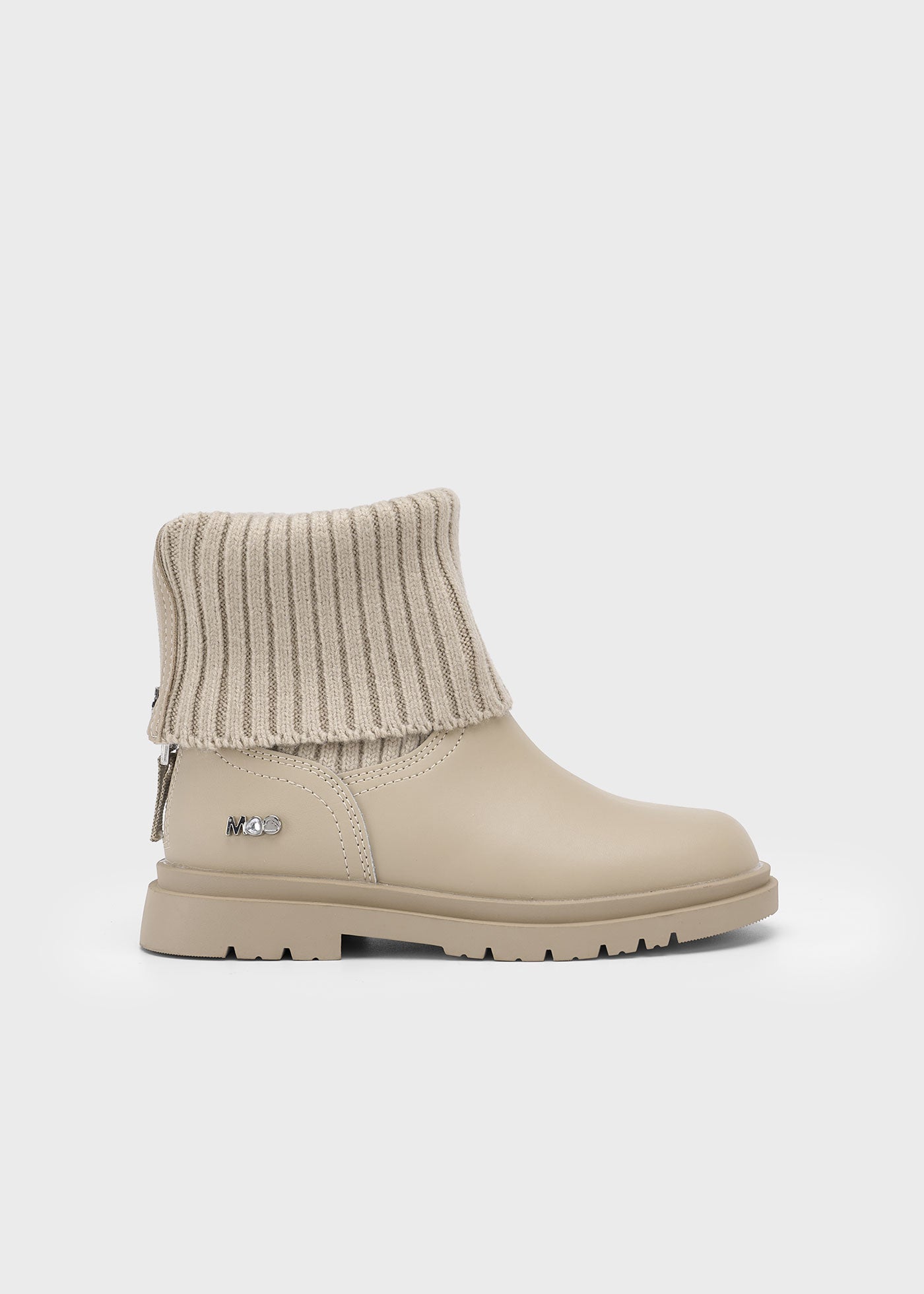 Leather & Knit Biker Boots