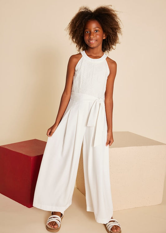 Girl Mixed Fabric Jumpsuit