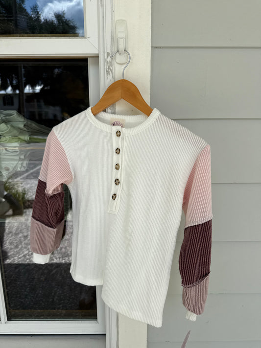 Contrast Panel Sleeve Henley