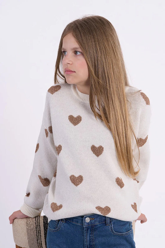 Girls Knitted Heart Sweater