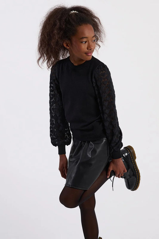 Girls Black Knitted Sweater