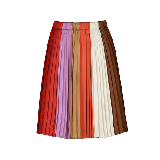 Stripes midi pleated skirt