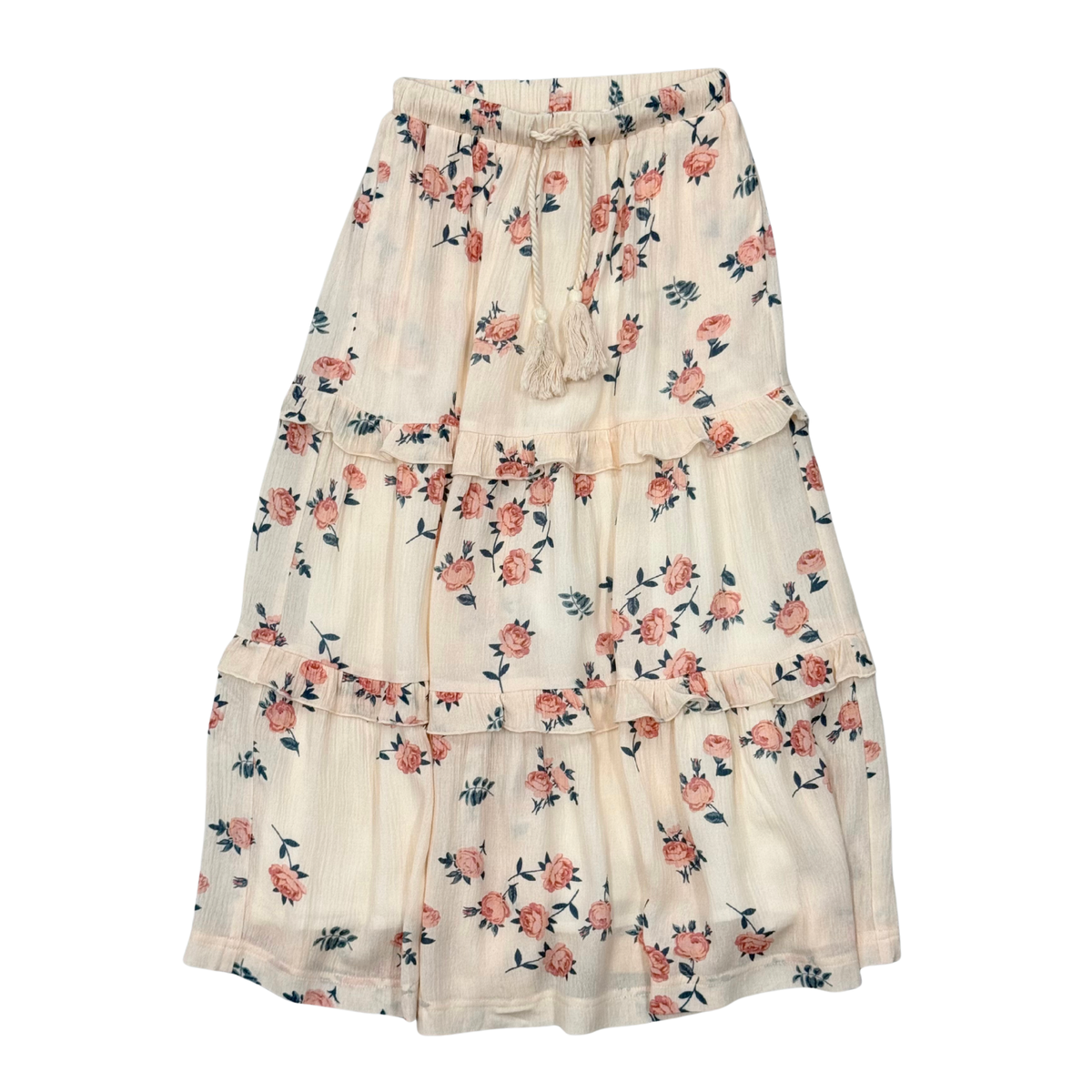 TIERED RUFFLE SKIRT IN MINI ROSES
