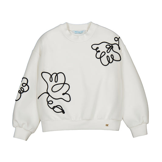 White & Black Flower Sweater
